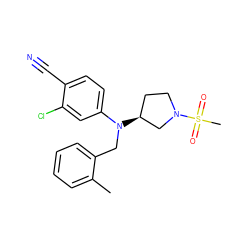 Cc1ccccc1CN(c1ccc(C#N)c(Cl)c1)[C@H]1CCN(S(C)(=O)=O)C1 ZINC000044460291