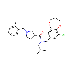 Cc1ccccc1CN1CC[C@@H](C(=O)N(Cc2cc(Cl)c3c(c2)OCCCO3)CC(C)C)C1 ZINC000114100057