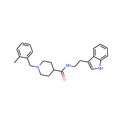 Cc1ccccc1CN1CCC(C(=O)NCCc2c[nH]c3ccccc23)CC1 ZINC000653891187