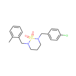 Cc1ccccc1CN1CCCN(Cc2ccc(Cl)cc2)S1(=O)=O ZINC000009224652