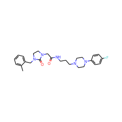 Cc1ccccc1CN1CCN(CC(=O)NCCCN2CCN(c3ccc(F)cc3)CC2)C1=O ZINC000004056924