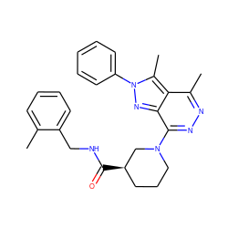 Cc1ccccc1CNC(=O)[C@@H]1CCCN(c2nnc(C)c3c(C)n(-c4ccccc4)nc23)C1 ZINC000009224462