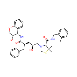 Cc1ccccc1CNC(=O)[C@H]1N(C[C@@H](O)C[C@@H](Cc2ccccc2)C(=O)N[C@H]2c3ccccc3OC[C@H]2O)CSC1(C)C ZINC000029483911