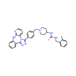 Cc1ccccc1CNC(=O)NC1CCN(Cc2ccc(-c3nnc4n3-c3cccnc3Nc3ccccc3-4)cc2)CC1 ZINC000096174113