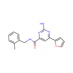 Cc1ccccc1CNC(=O)c1cc(-c2ccco2)nc(N)n1 ZINC000042920638