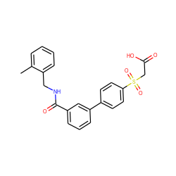 Cc1ccccc1CNC(=O)c1cccc(-c2ccc(S(=O)(=O)CC(=O)O)cc2)c1 ZINC000003600312