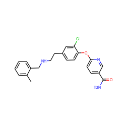 Cc1ccccc1CNCCc1ccc(Oc2ccc(C(N)=O)cn2)c(Cl)c1 ZINC000165300812