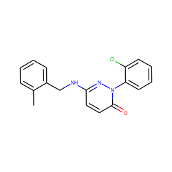 Cc1ccccc1CNc1ccc(=O)n(-c2ccccc2Cl)n1 ZINC000014961538