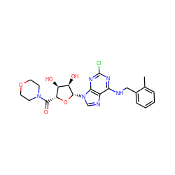 Cc1ccccc1CNc1nc(Cl)nc2c1ncn2[C@@H]1O[C@H](C(=O)N2CCOCC2)[C@@H](O)[C@H]1O ZINC000096900617