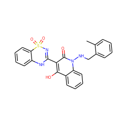 Cc1ccccc1CNn1c(=O)c(C2=NS(=O)(=O)c3ccccc3N2)c(O)c2ccccc21 ZINC000101012496