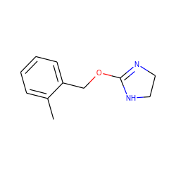 Cc1ccccc1COC1=NCCN1 ZINC000045299429