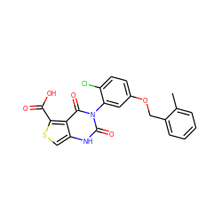 Cc1ccccc1COc1ccc(Cl)c(-n2c(=O)[nH]c3csc(C(=O)O)c3c2=O)c1 ZINC000201162736