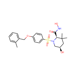 Cc1ccccc1COc1ccc(S(=O)(=O)N2C[C@H](O)CC(C)(C)[C@@H]2C(=O)NO)cc1 ZINC000028470881