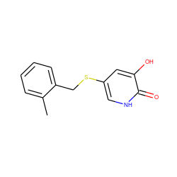 Cc1ccccc1CSc1c[nH]c(=O)c(O)c1 ZINC000206400080