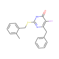 Cc1ccccc1CSc1nc(Cc2ccccc2)c(I)c(=O)[nH]1 ZINC000049088991