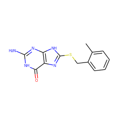 Cc1ccccc1CSc1nc2c(=O)[nH]c(N)nc2[nH]1 ZINC000653861091