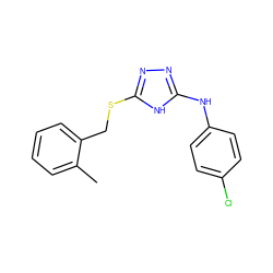 Cc1ccccc1CSc1nnc(Nc2ccc(Cl)cc2)[nH]1 ZINC000014964148