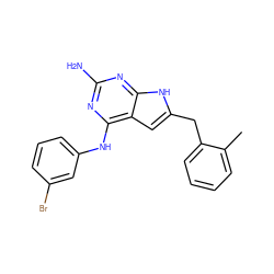 Cc1ccccc1Cc1cc2c(Nc3cccc(Br)c3)nc(N)nc2[nH]1 ZINC000013859506