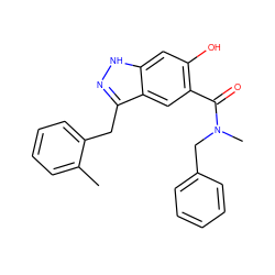 Cc1ccccc1Cc1n[nH]c2cc(O)c(C(=O)N(C)Cc3ccccc3)cc12 ZINC000084713155