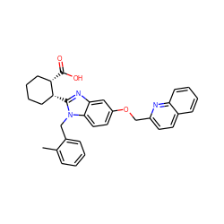 Cc1ccccc1Cn1c([C@@H]2CCCC[C@@H]2C(=O)O)nc2cc(OCc3ccc4ccccc4n3)ccc21 ZINC000226129639