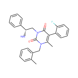 Cc1ccccc1Cn1c(C)c(-c2ccccc2F)c(=O)n(C[C@H](N)c2ccccc2)c1=O ZINC000013609701