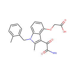 Cc1ccccc1Cn1c(C)c(C(=O)C(N)=O)c2c(OCC(=O)O)cccc21 ZINC000013445790