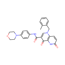 Cc1ccccc1Cn1cc(C(=O)Nc2ccc(N3CCOCC3)cc2)c(=O)c2[nH]c(=O)ccc21 ZINC000073195733