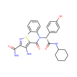 Cc1ccccc1N(C(=O)c1snc(C(N)=O)c1N)[C@@H](C(=O)NC1CCCCC1)c1ccc(O)cc1 ZINC000012474153