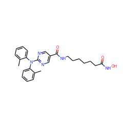 Cc1ccccc1N(c1ncc(C(=O)NCCCCCCC(=O)NO)cn1)c1ccccc1C ZINC000118359852