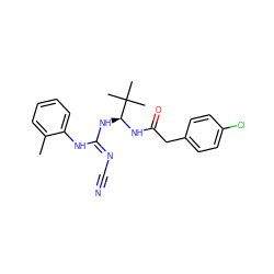 Cc1ccccc1N/C(=N\C#N)N[C@H](NC(=O)Cc1ccc(Cl)cc1)C(C)(C)C ZINC000034545270