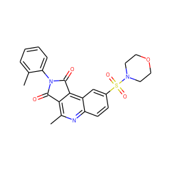 Cc1ccccc1N1C(=O)c2c(C)nc3ccc(S(=O)(=O)N4CCOCC4)cc3c2C1=O ZINC000014947208