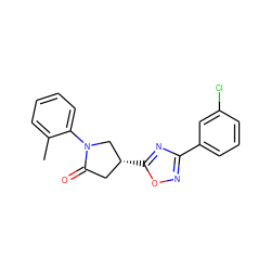 Cc1ccccc1N1C[C@H](c2nc(-c3cccc(Cl)c3)no2)CC1=O ZINC000038911858