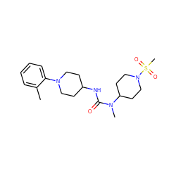 Cc1ccccc1N1CCC(NC(=O)N(C)C2CCN(S(C)(=O)=O)CC2)CC1 ZINC000029126537