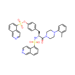 Cc1ccccc1N1CCN(C(=O)[C@H](Cc2ccc(OS(=O)(=O)c3cccc4cnccc34)cc2)NS(=O)(=O)c2cccc3cnccc23)CC1 ZINC000028761925