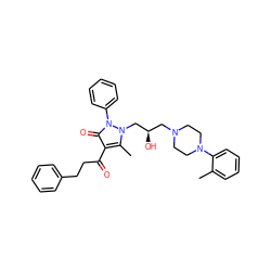 Cc1ccccc1N1CCN(C[C@@H](O)Cn2c(C)c(C(=O)CCc3ccccc3)c(=O)n2-c2ccccc2)CC1 ZINC000027319114