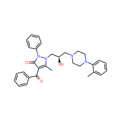 Cc1ccccc1N1CCN(C[C@@H](O)Cn2c(C)c(C(=O)c3ccccc3)c(=O)n2-c2ccccc2)CC1 ZINC000013555964