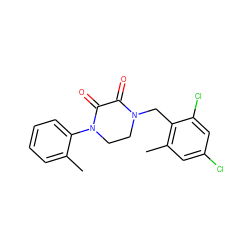 Cc1ccccc1N1CCN(Cc2c(C)cc(Cl)cc2Cl)C(=O)C1=O ZINC000095565477