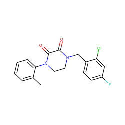 Cc1ccccc1N1CCN(Cc2ccc(F)cc2Cl)C(=O)C1=O ZINC000095565726