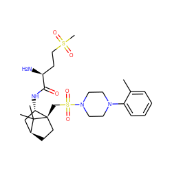 Cc1ccccc1N1CCN(S(=O)(=O)C[C@]23CC[C@@H](C[C@@H]2NC(=O)[C@@H](N)CCS(C)(=O)=O)C3(C)C)CC1 ZINC000100071386