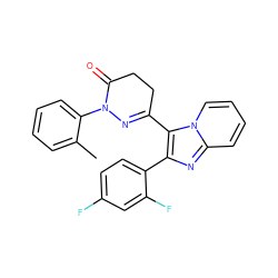 Cc1ccccc1N1N=C(c2c(-c3ccc(F)cc3F)nc3ccccn23)CCC1=O ZINC000013493053