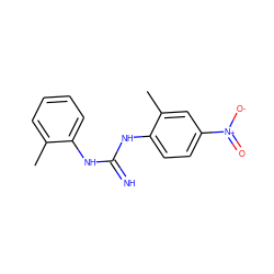 Cc1ccccc1NC(=N)Nc1ccc([N+](=O)[O-])cc1C ZINC000026486282