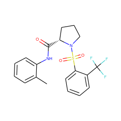 Cc1ccccc1NC(=O)[C@@H]1CCCN1S(=O)(=O)c1ccccc1C(F)(F)F ZINC000006639166