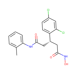 Cc1ccccc1NC(=O)C[C@@H](CC(=O)NO)c1ccc(Cl)cc1Cl ZINC000103232224