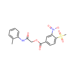 Cc1ccccc1NC(=O)COC(=O)c1ccc(S(C)(=O)=O)c([N+](=O)[O-])c1 ZINC000002662296