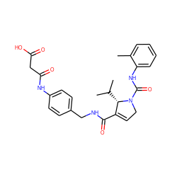 Cc1ccccc1NC(=O)N1CC=C(C(=O)NCc2ccc(NC(=O)CC(=O)O)cc2)[C@@H]1C(C)C ZINC000473109179