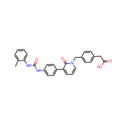 Cc1ccccc1NC(=O)Nc1ccc(-c2cccn(Cc3ccc(CC(=O)O)cc3)c2=O)cc1 ZINC000014963409