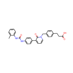 Cc1ccccc1NC(=O)Nc1ccc(-c2cccn(Cc3ccc(CCC(=O)O)cc3)c2=O)cc1 ZINC000003939501