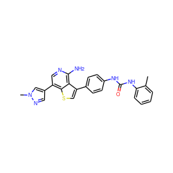 Cc1ccccc1NC(=O)Nc1ccc(-c2csc3c(-c4cnn(C)c4)cnc(N)c23)cc1 ZINC000084633470