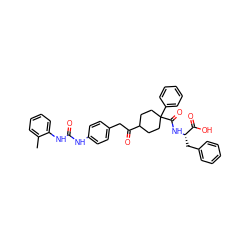 Cc1ccccc1NC(=O)Nc1ccc(CC(=O)C2CCC(C(=O)N[C@@H](Cc3ccccc3)C(=O)O)(c3ccccc3)CC2)cc1 ZINC000027742620