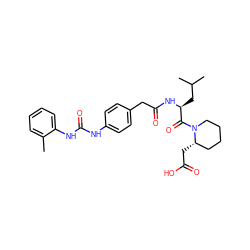 Cc1ccccc1NC(=O)Nc1ccc(CC(=O)N[C@@H](CC(C)C)C(=O)N2CCCC[C@@H]2CC(=O)O)cc1 ZINC000026820926